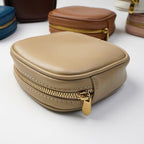 Leather Cosmetic Bag for Women Small Zipper Makeup Bag for Purse Waterproof Travel Makeup Organizer Charger Storage Pouch Color Yellow