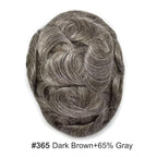 FACE MIRACLE Lace Front Mens Toupee Human Hair System Swiss Lace Center Toupee for Men Thin Skin PU Around Hair Replacement System V-Looped Mens Hair Wig Units 6"X9" #365 Dark Brown with 65% Gray
