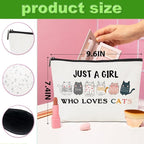 4pcs Cats Makeup Bags for Women, Cute Cat Themed Gifts Cosmetic Bag Travel Zipper Pouch for Sister Bestie, Christmas Birthday Gifts for Women Girls Cat Mom