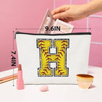 Softball Gifts Initial Makeup Bag Monogrammed Cosmetic Bag Letter H Zipper Pouch Softball Accessories for Girls Women Softball Player Coach Aunt Softball Stuff Graduation Birthday Gifts