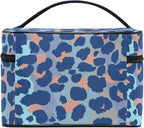 Makeup Bag, Bule Leopard Print Travel Makeup Organizer Bag Cosmetic Cases Toiletry Bags for Girl Women Ladies