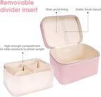 Makeup Case, Large Capacity Waterproof Double Layer Cosmetic Bag with Removable Divider, Double Compartment Brush Organizer, Multi-functional Travel Organizer