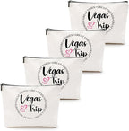 4PCS Girls Trip Makeup Bag - Weekend Gifts, Summer Cosmetic Toiletry Bag, Zipper Pouch Weekender Bags for Women, Female, Bride, Friendship, Bachelorette Party, Birthday