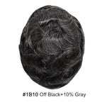 FACE MIRACLE Hair System for Men French Lace Mens Toupee Human Hair Replacement System Lace with PU Toupee for Man 6"X8" #1B10 1B# OFF BLACK WITH 10% SYNTHETIC GREY