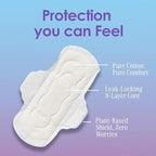 August Regular Cotton Menstrual Pads, 36-Pack Ultra Thin Pads with Wings, Hypoallergenic Sanitary Napkins with Organic Cotton Topsheet, Compostable Wrappers, Toxin Free, Fragrance Free