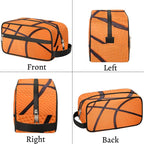 Bardic Basketball Texture Ball Portable Travel Toiletry Bag, Sport Kindle Dopp Kit Cosmetic Organizer Makeup Bag Shower Shaving Bag for Men Women