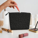 MOLAIGIN Black Grey Leopard Cosmetic Bag For Women, Travel Makeup Bag, Toiletry Zipper Bag, Large Capacity Aesthetic Cases