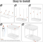 Ukeetap 2 Pack Multi-Purpose Pull-Out Storage Organizers, Under Sink & Cabinet Storage, 12.8 Inch, White (白色)