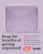 Clear Makeup Bag Zipper Pouch, Transparent Cosmetic Case Organizer, TSA Approved Travel Toiletry Case, Travel Accessories Essentials Makeup Tote for Women, Large Cute Make up Bag for Purse - Lilac