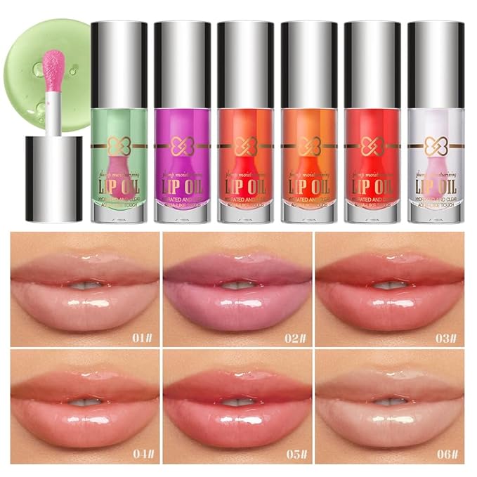 Nourishing Lip Oil, Deep Moisturizing Lip Balm Liquid, Non-Sticky High Shine Lip Gloss, Hydrating Lip Tint for Soft, Smooth, Healthy-Looking Lips, Lightweight Glossy Lip Care for Daily Use-4#