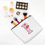 Initial Makeup Bag Monogram Cosmetic Bag Monogrammed Gifts for Women Girls Friends Coworker Wife Personalized Travel Toiletry Bag Christmas Bridal Shower Wedding Bridesmaid Gifts, Cherry I