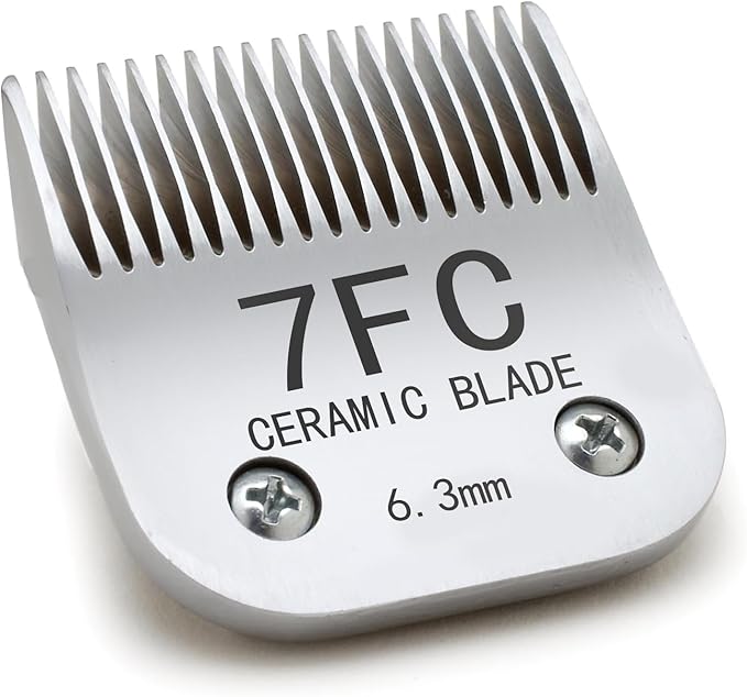 Docal 7FC Silver Detachable Clipper Ceramic Blades, Dog Grooming Clipper Replacement Blades Compatible with Dog Clippers, KM Series Clippers, Most A5, Size-7FC, 1/8-Inch Cut Length (3.2mm)
