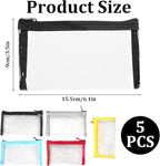 5 Pcs Small Clear Makeup Bag,Mini Clear Makeup Pouch Plastic Zipper For Purse Small Waterproof Pouch Storage For Cosmetics Jewelry And Essentials 5 Colors 6.3x3.5in