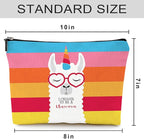 Cute Makeup Bag for Purse Canvas Waterproof Funny Cosmetic Bags for Women Zipper Travel Toiletry Pouch-Alpaca Makeup Bags-Rainbow