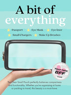 Clear Makeup Bag Zipper Pouch, Transparent Cosmetic Case Organizer, TSA Approved Travel Toiletry Case, Travel Accessories Essentials Makeup Tote for Women, Small Cute Make up Bag for Purse - Black