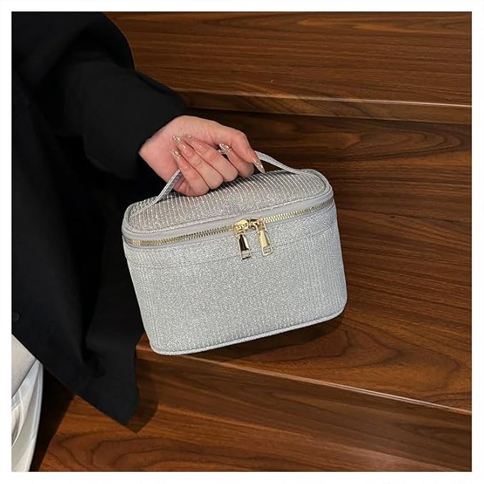 EURYNOME Makeup Bag with Custom Letter R, Water-Resistant Travel Organizer Pouch, (8.3x5.1x5.1 Inch) Cosmetic Case for Women