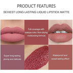 3Pcs Nude Matte Lipstick Set, Ice Cream Velvet Smooth Matte Lip Gloss, 24 Hour Natural Long Lasting & Nourishing Lip Glaze Non-stick Cup for Women Makeup (Set C)