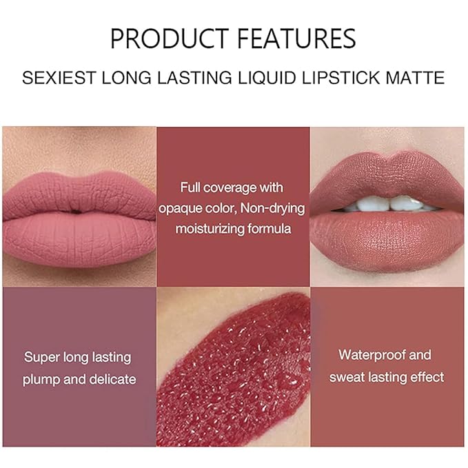 3Pcs Nude Matte Lipstick Set, Ice Cream Velvet Smooth Matte Lip Gloss, 24 Hour Natural Long Lasting & Nourishing Lip Glaze Non-stick Cup for Women Makeup (Set D)