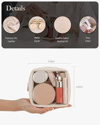 Pocmimut Mini Makeup Bag with Small Cosmetic Bag Travel Essentials Organizers,TSA Approved Toiletry Bag Makeup Pouch Clear Cosmetic Bags for Women,Beige
