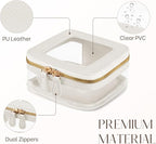 Mini Cosmetic Bag Clear Makeup Bag Small Travel Toiletry Bag with Zipper, Cute Car Cosmetic Case Transparent Makeup Pouch for Purse (White)