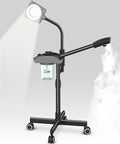 TASALON Professional Ionic Facial Steamer, 2-in-1 Face Steamer for Facial with 5X Magnifying Foldable Arm, Mist Face Steamer Salon Spa Beauty Skin Care Equipment, Aroma Therapy Nozzle Included- Blcak