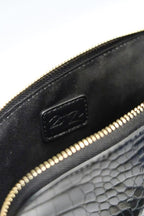 Noir Onyx Crocodile Cosmetic Bag - Luxury Vegan Leather Makeup Bag, Black Crocodile Texture Organizer, Beauty Bag for Travel, Skincare & Makeup Storage