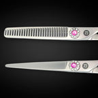 Saki Sakura Hairdressing Shears Set 5.5 Inch - Pink Hair Cutting Shears, Hair Thinning Shears, Hair Razor - Includes Leather Case