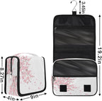 Travel Toiletry Bag for Women & Men Japanese Pink Flower Hanging Cosmetic Organizer Portable Waterproof Makeup Case Make Up Bag with Compartments Travel Essentials for Bathroom Shower