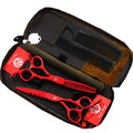 Purple Dragon Professional Japan 440C Hair Salon Cutting Shear and Barber Thinning Scissor Hairdressing Shear Set with Bag