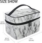 Makeup Bag, White Marble Travel Makeup Organizer Bag Cosmetic Cases Toiletry Bags for Girl Women Ladies