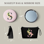 SEAMOON Birthday Bridal Shower Unique Initial Gifts for Women Mom Sister Daughter Friend Bff Personalized Travel Makeup Cosmetic Bag with Mirror Valentines Mothers Day Christmas Graduation S