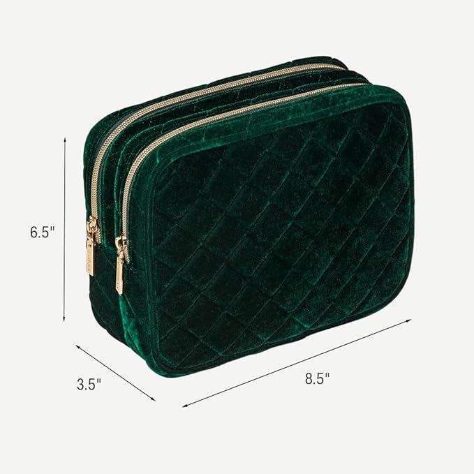 Conair Women's Double Zip Organizer-Toiletry Travel Bag-Makeup-Gifts for Her, Evergreen, 1 Count (Pack of 12)