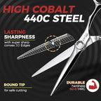 SWAP Professional Hair Cutting Scissors - 6.0'' Japanese SUS 440C Steel Barber Scissors, 60-62HRC Sharp Edge Blade with Adjustable Tension Screw for Salon & Home Use（6.0'' Hair Shears）