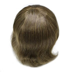 FACE MIRACLE Mens Toupee Lace Front Hairpieces Soft Human Hair Replacement System Natural Hairline Toupee for Men French Lace Poly V-Looped Mens hair Units 8"X10" 5#MEDIUM LIGHT BROWN