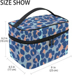 Makeup Bag, Bule Leopard Print Travel Makeup Organizer Bag Cosmetic Cases Toiletry Bags for Girl Women Ladies