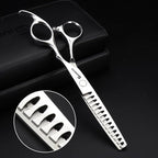 SHARENDS 6/6.5 inch Professional Hair Scissors - Barber Scissors - Stainless Steel - Silver - Modern Style - Right Hand - 6 Inch Teeth-A