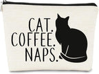 Cat Coffee Naps Black Cat Funny Cartoon Kitty Kitten Makeup bag,Cosmetic Bag Zipper Travel Toiletry Bag Best Gift Idea for Cat Lovers Teen Girls,Cat Owners Gifts,Birthday Christmas's Gift