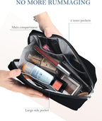 Aosbos Small Travel Makeup Pouch - Cosmetic Bag for Women, Midnight Black