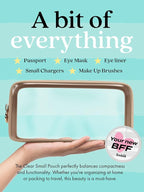 Clear Makeup Bag Zipper Pouch, Transparent Cosmetic Case Organizer, TSA Approved Travel Toiletry Case, Travel Accessories Essentials Makeup Tote for Women, Small Cute Make up Bag for Purse - Sand