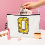 Softball Gifts Initial Makeup Bag Monogrammed Cosmetic Bag Letter Q Zipper Pouch Softball Accessories for Girls Women Softball Player Coach Friend Softball Stuff Graduation Birthday Gifts