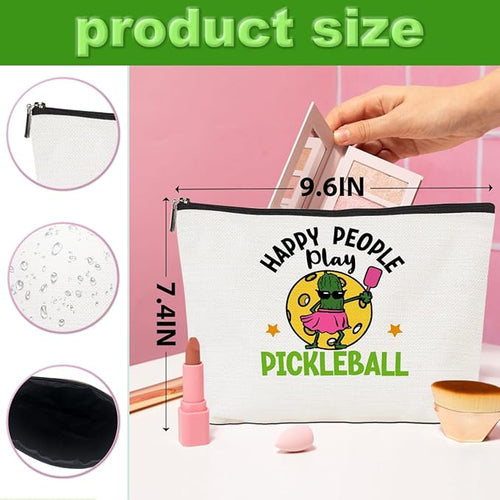4pcs Funny Pickleball Gifts Makeup Bag, Ball Player Cosmetic Bag Ball Lover with Zipper Pouch Accessories Pickleball Lover Gifts for Girls Women Fans Player Mom Sister Christmas Birthday Gifts