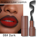6PCS 2-in-1 Gradient Lip Liner and Lipstick Lip Combo Set - Achieve Flawless Contour and Gradual Ombre Effect with Easy-to-Use Crayon Form and Cone Tip, Dark Brown Black Lip Liner Set