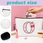 Initial Makeup Bag Monogram Cosmetic Bag Monogrammed Gifts for Women Girls Friends Coworker Aunt Personalized Travel Toiletry Bag Christmas Bridal Shower Wedding Bridesmaid Gifts, Cherry O