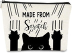 Cat Made From Scratch Funny Kitty Kitten Paw Makeup bag,Cosmetic Bag Zipper Travel Toiletry Bag Best Gift Idea for Cat Lovers Teen Girls,Cat Owners Gifts,Birthday Christmas's Gift