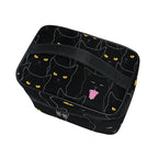 senya Travel Makeup Bags With Zipper Black Cats Pattern Cosmetic Bag Toiletry Bags Train Cases Storage Bags Portable Multifunction Case for Women Girls