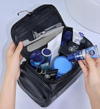 Personalized Embroidery PU Leather Travel Toiletry Bag for Men,Stylish Travel Organizer for Travel, Wedding Gift,Customized Monogram Travel Shaving Dopp Kit for Groomsmen (Black)