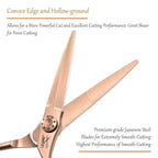 JASON 6" Hair Cutting Scissors - Professional Haircut Scissor Hair Trimming Shear for Barber, Hairdresser, Stylist, Women and Men, 440C Stainless Steel Hair Cutting Shear, Rosegold