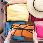 Bardic Basketball Texture Ball Portable Travel Toiletry Bag, Sport Kindle Dopp Kit Cosmetic Organizer Makeup Bag Shower Shaving Bag for Men Women