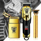 Hair Clippers for Men Professional, Cordless Beard Trimmer & Electric Razor Shavers for Men, Rechargeable 3 Piece Barber Hair Cutting Kit LED Display Men's Grooming Kit