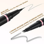 Eyebrow Pencil,2-in-1 Waterproof Eyebrow Pen with 4 Tip Brow Pen and Ultra-Precise Brow Pencil,with Dual-ended Eyebrow Brush,Eyebrow Makeup for Natural Looking Eyebrows-Black